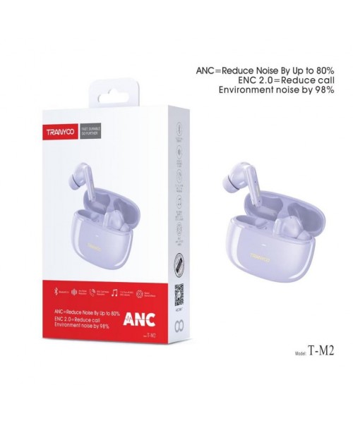 Tranyoo T-M2 Ασύρματα Bluetooth Ακουστικά με ANC & ENC 2.0 – Noise Cancelling-Purple