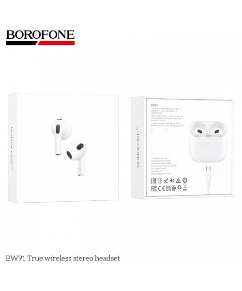 Borofone BW91 Ασύρματα Ακουστικά Bluetooth TWS με Θήκη Φόρτισης