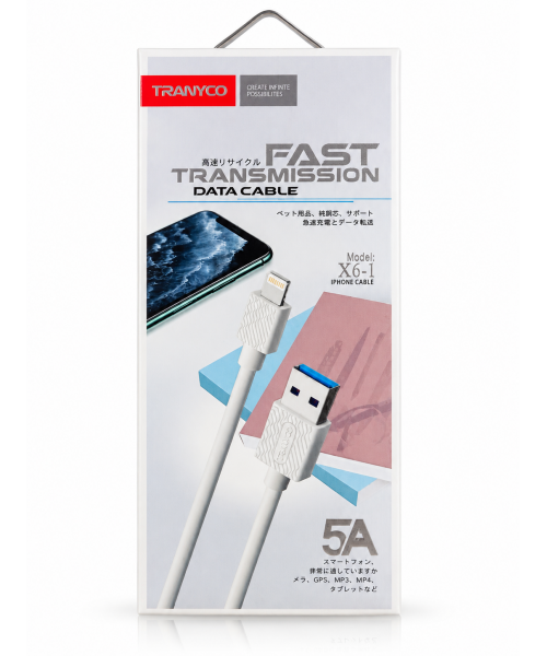 Tranyco X6-1 Lightning Data Cable 5A Ταχείας Φόρτισης & Μεταφοράς Δεδομένων για iPhone