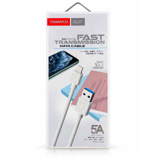 Tranyco X6-1 Lightning Data Cable 5A Ταχείας Φόρτισης & Μεταφοράς Δεδομένων για iPhone