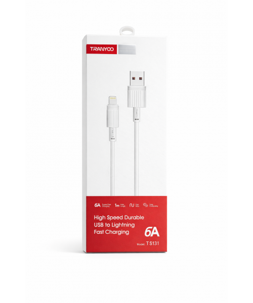 Καλώδιο Φόρτισης TRANYOO USB σε Lightning 6A – Ταχεία Φόρτιση 1m (T-S131)