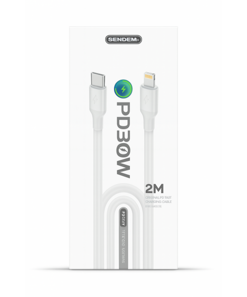 SENDEM M76 TYPE C/LIGHTNING 30W PD 2M Καλώδιο Φόρτισης και Μεταφοράς Δεδομένων