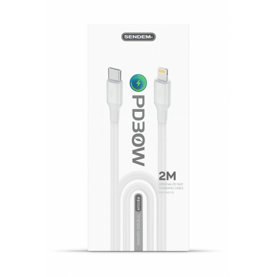 SENDEM M76 TYPE C/LIGHTNING 30W PD 2M Καλώδιο Φόρτισης και Μεταφοράς Δεδομένων SENDEM M76 TYPE C/LIGHTNING 30W PD 2M Καλώδιο Φόρτισης και Μεταφοράς Δεδομένων