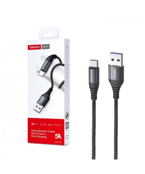 TRANYOO T-S15C Καλώδιο Φόρτισης & Δεδομένων Πλεκτό USB-A σε TYPE  C– 1m