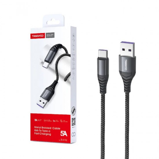 TRANYOO T-S15C Καλώδιο Φόρτισης & Δεδομένων Πλεκτό USB-A σε TYPE  C– 1m