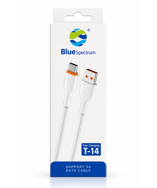 BlueSpectrum T-14 Καλώδιο USB-A σε USB Type-C Fast Charging 3A & Data – Λευκό