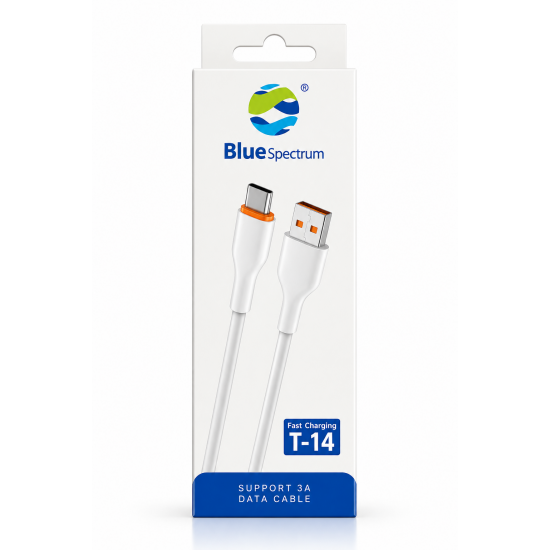 BlueSpectrum T-14 Καλώδιο USB-A σε USB Type-C Fast Charging 3A & Data – Λευκό