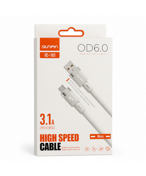 SUNPIN OC-103 OD6.0 Καλώδιο Micro USB 3.1A High Speed Data Cable