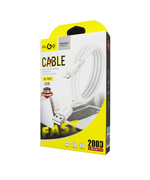 KLGO S181 IOS Lightning 2m Fast Mobile Charging Cable 2.4A