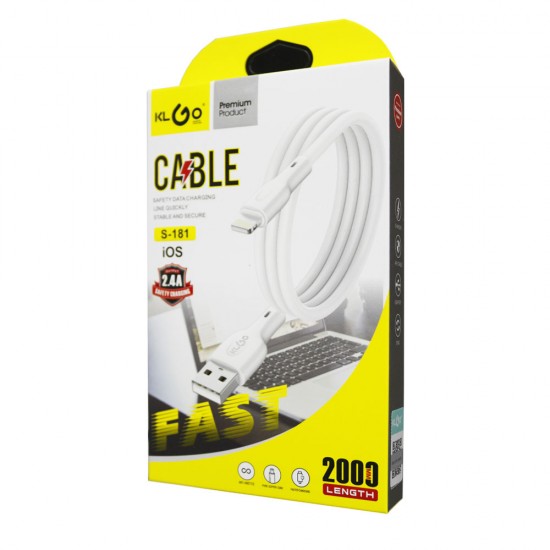 KLGO S181 IOS Lightning 2m Fast Mobile Charging Cable 2.4A KLGO S181 IOS Lightning 2m Fast Mobile Charging Cable 2.4A