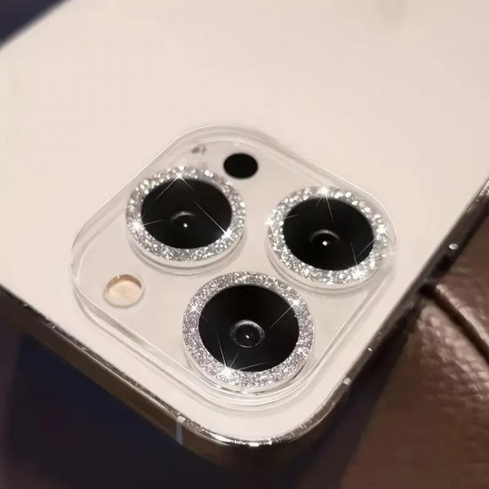 Full Camera Lens with glitter Προστασια Καμερας Iphone 15 Pro-15 Pro Max