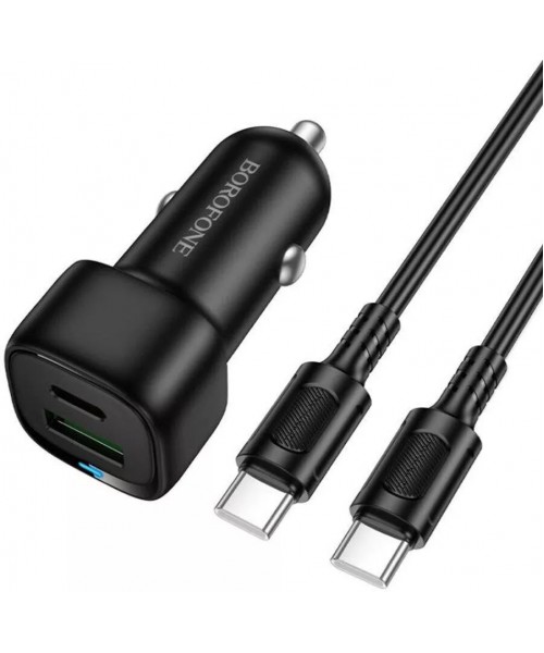 Φορτιστής Αυτοκινήτου BOROFONE Z34B 38W Dual Port (USB-A & USB-C) με Καλώδια Type c - Type c