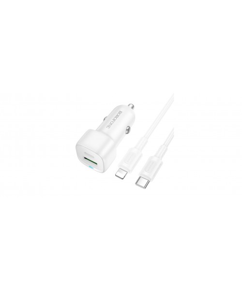 BOROFONE BZ34B – Dual Port Fast Car Charger 38W με Καλώδιο ligtning (white)