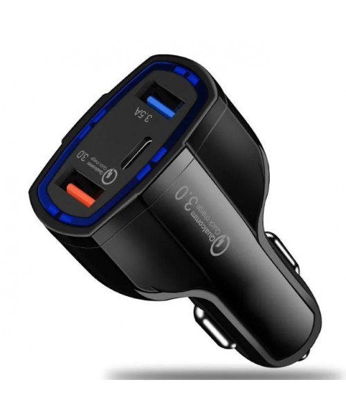 3 in 1 Type C Dual USB Car Charger 5A PD Quick Charge 