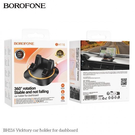 Borofone Βάση Κινητού Αυτοκινήτου Bh116 με Θήκη Μαύρη