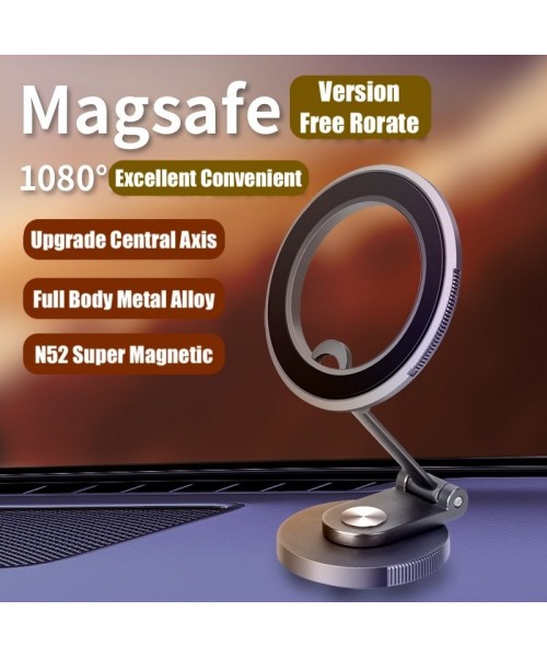 Βάση από μεταλλικό κράμα MagSafe με μαγνητική περιστροφή 1080° για κινητό τηλέφωνο, για το ταμπλό