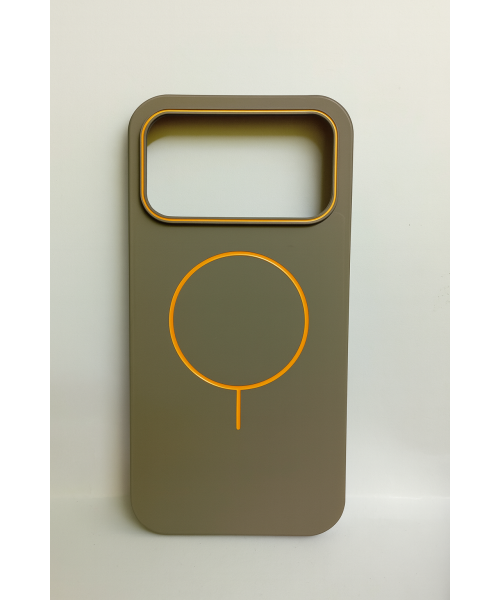 Θήκη MagSafe για iPhone 17 Pro Max – Καφέ με Πορτοκαλί Λεπτομέρειες