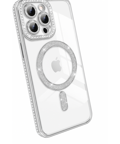 Θήκη Πολυτελείας με Κρύσταλλα για iPhone iphone 13 pro max – Διαφανής με Πλαίσιο Ροζ Χρυσού