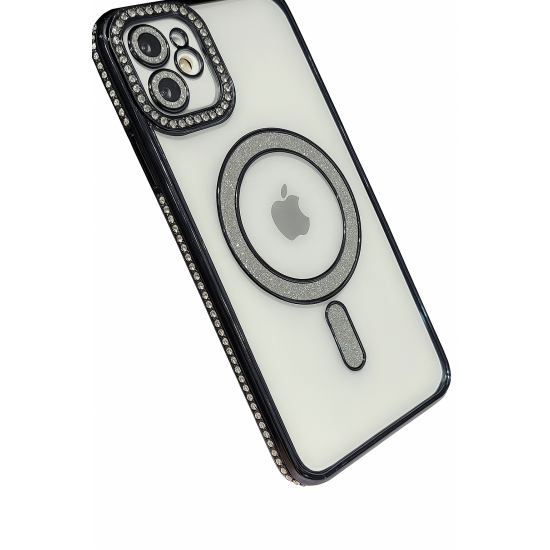 Θήκη Πολυτελείας με Κρύσταλλα για iPhone 16 plus– Διαφανής με Πλαίσιο Μαύρο