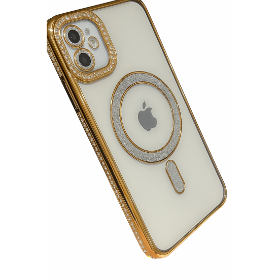 Θήκη Πολυτελείας με Κρύσταλλα για iPhone 16 plus– Διαφανής με Πλαίσιο Χρυσού