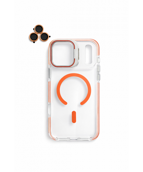 Διάφανη Θήκη iPhone 17 pro orange με MagSafe και camera lens– Ενισχυμένη Προστασία & Καθαρός Σχεδιασμός
