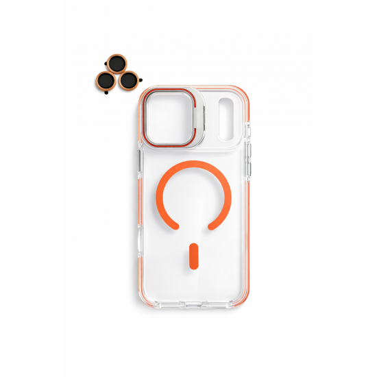 Διάφανη Θήκη iPhone 17 pro orange με MagSafe και camera lens– Ενισχυμένη Προστασία & Καθαρός Σχεδιασμός