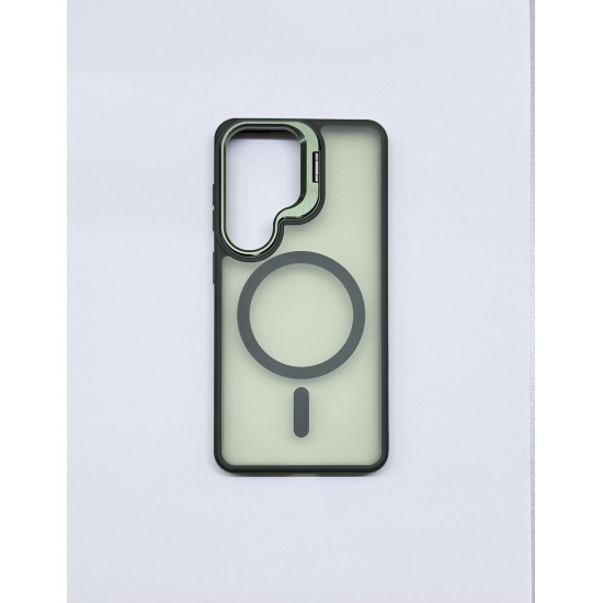 Διάφανη Θήκη MagSafe για Samsung Galaxy  S23 Ultra– Green με Ενισχυμένη Προστασία Κάμερας