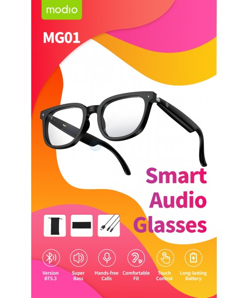  Έξυπνα Γυαλιά Ήχου Modio MG01 Bluetooth – Μουσική & Κλήσεις Hands-Free, Μαύρα