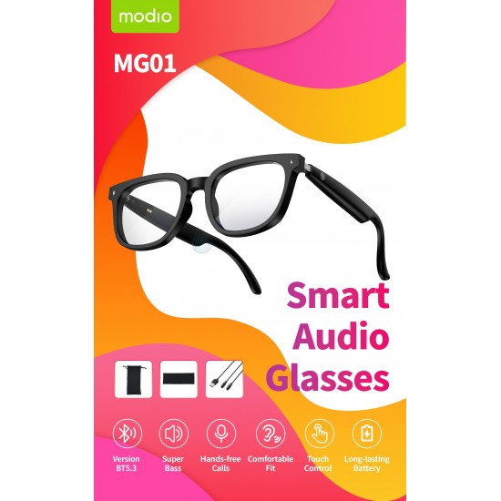  Έξυπνα Γυαλιά Ήχου Modio MG01 Bluetooth – Μουσική & Κλήσεις Hands-Free, Μαύρα