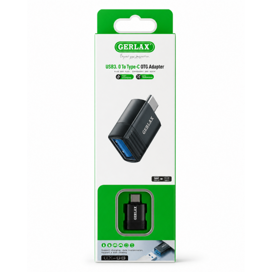 GERLAX USB 3.0 σε Type-C OTG Adapter - Υποστήριξη Γρήγορης Φόρτισης και Μετάδοσης Δεδομένων