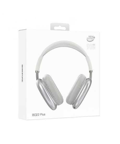 Borofone BO22 Plus – Ασύρματα Bluetooth Over-Ear Ακουστικά με Αυτονομία 90 Ωρών -Ασημί