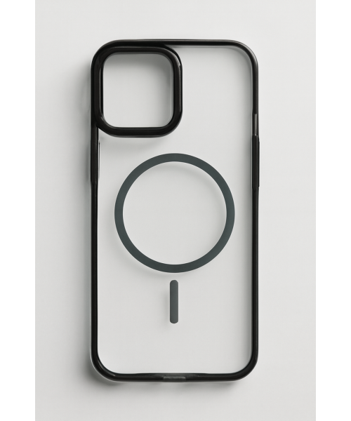 Διαφανής Θήκη για iPhone 16 Pro Max με Μα΄ύρο Περιγράμματα και Σχεδιασμό Μαγνητικού Φορτιστή