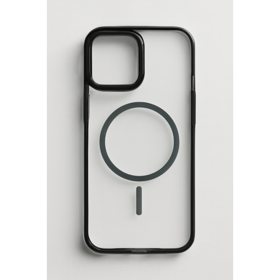 Διαφανής Θήκη για iPhone 16 Pro Max με Μα΄ύρο Περιγράμματα και Σχεδιασμό Μαγνητικού Φορτιστή