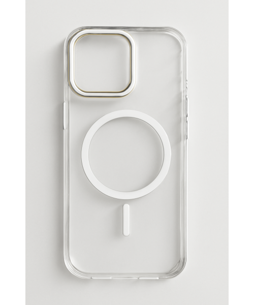 Διαφανής Θήκη για iPhone 16 Pro Max με Ασημί Περιγράμματα και Σχεδιασμό Μαγνητικού Φορτιστή