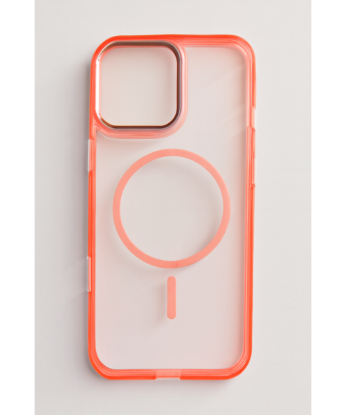 Διαφανής Θήκη για iPhone 16 Pro Max με Ροζ Περιγράμματα και Σχεδιασμό Μαγνητικού Φορτιστή