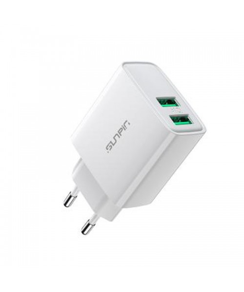 Sunpin SP21 Dual USB 2.4A Multiple Protection Fast Charger With Type C Cable - White