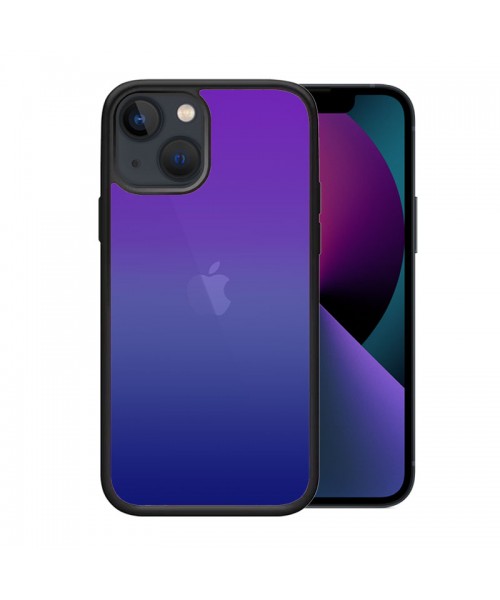 OEM θήκη Πλαστικό Gradient με μαύρο περίγραμμα για IPHONE 14 PLUS - Μπλε/Μωβ