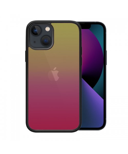 OEM θήκη Πλαστικό Gradient με μαύρο περίγραμμα για IPHONE 14 PLUS - Ροζ/Κετρίνο