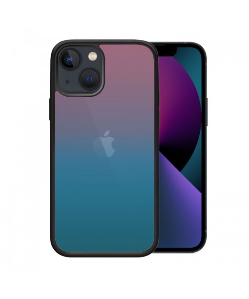 OEM θήκη Πλαστικό Gradient με μαύρο περίγραμμα για IPHONE 14 PLUS - Πράσινο/Ροζ