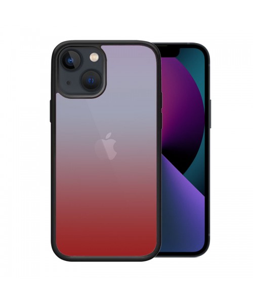 OEM θήκη Πλαστικό Gradient με μαύρο περίγραμμα για IPHONE 14 - Ροζ/Ασπρο