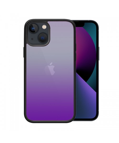 OEM θήκη Πλαστικό Gradient με μαύρο περίγραμμα για IPHONE 14 PLUS - Μωβ/Ασπρο
