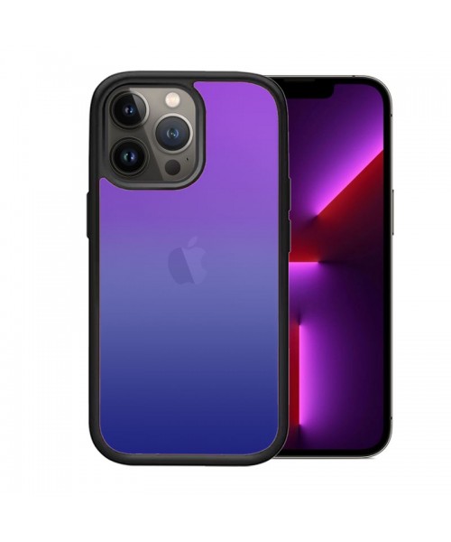 OEM θήκη Πλαστικό Gradient με μαύρο περίγραμμα για IPHONE 14 PRO MAX - Μπλε/Μωβ