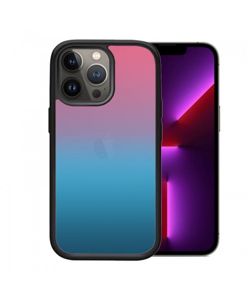 OEM θήκη Πλαστικό Gradient με μαύρο περίγραμμα για IPHONE 14 PRO MAX - Πράσινο/Ροζ