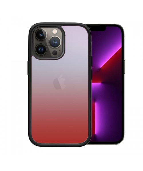 OEM θήκη Πλαστικό Gradient με μαύρο περίγραμμα για IPHONE 14 PRO - Ροζ/Ασπρο