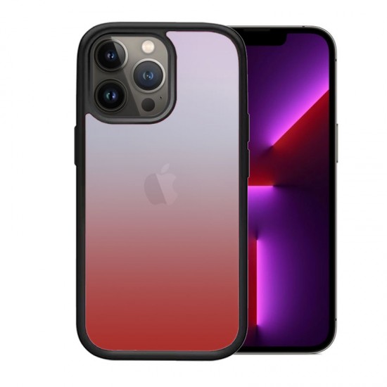 OEM θήκη Πλαστικό Gradient με μαύρο περίγραμμα για IPHONE 13 PRO MAX - Ροζ/Ασπρο