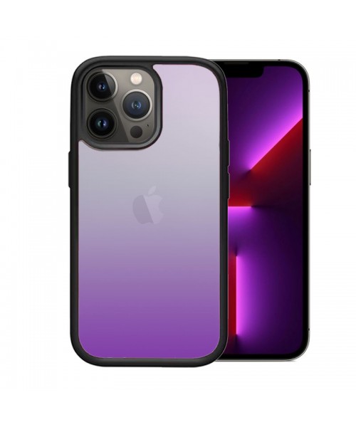 OEM θήκη Πλαστικό Gradient με μαύρο περίγραμμα για IPHONE 14 PRO - Μωβ/Ασπρο