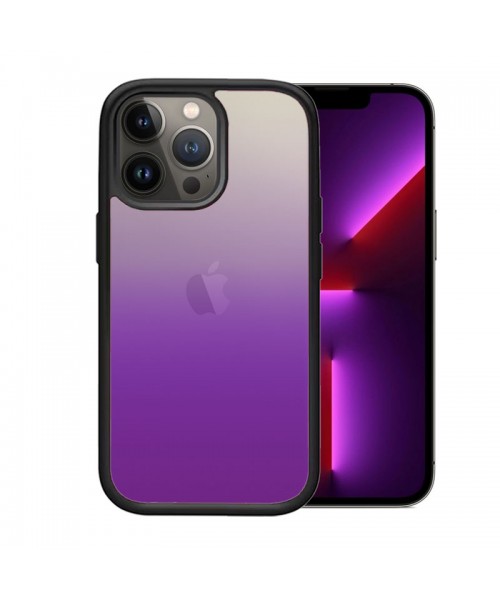 OEM θήκη Πλαστικό Gradient με μαύρο περίγραμμα για IPHONE 13 PRO MAX - Μωβ/Κετρίνο  