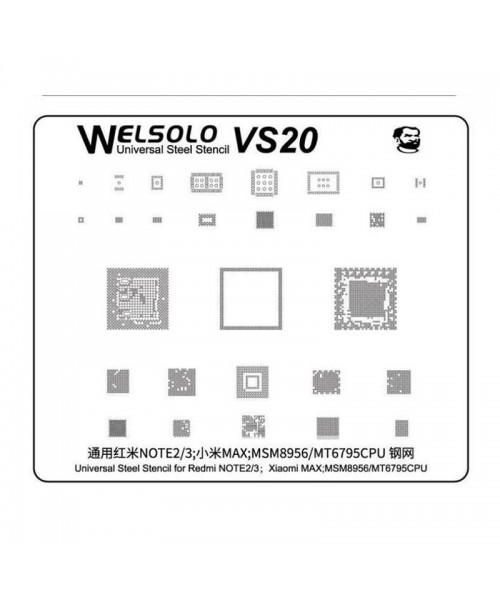 Welsolo VS20 Universal Steel Stencil For Xiaomi Redmi Note 2/3 MS8956/MT6795 CPU