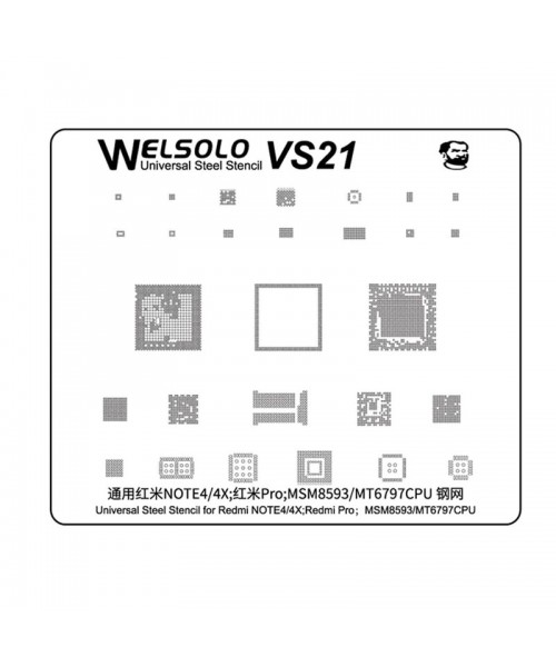 Welsolo VS21 Universal Steel Stencil For Xiaomi Redmi Note 4/4x Redmi Pro MSM8593/MT6797CPU