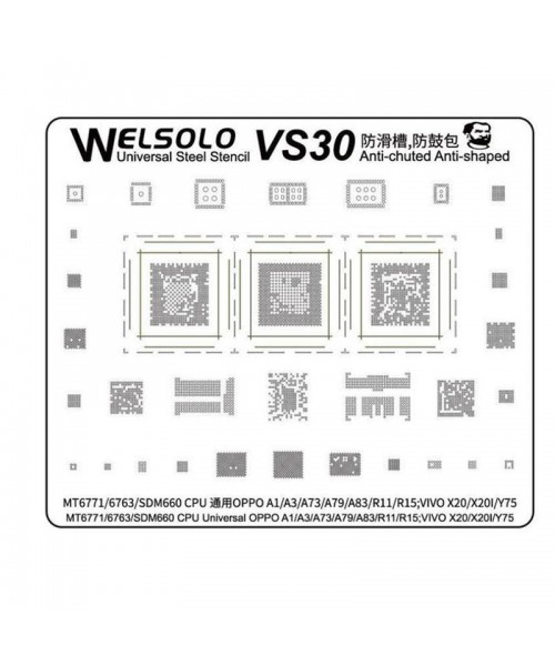 Welsolo VS29 Universal Steel Stencil For Series MT6771/6763/SDM660 OPPO A1/A3/A73/A79/A83/R11/R15 VIVO X20/X20I/Y75